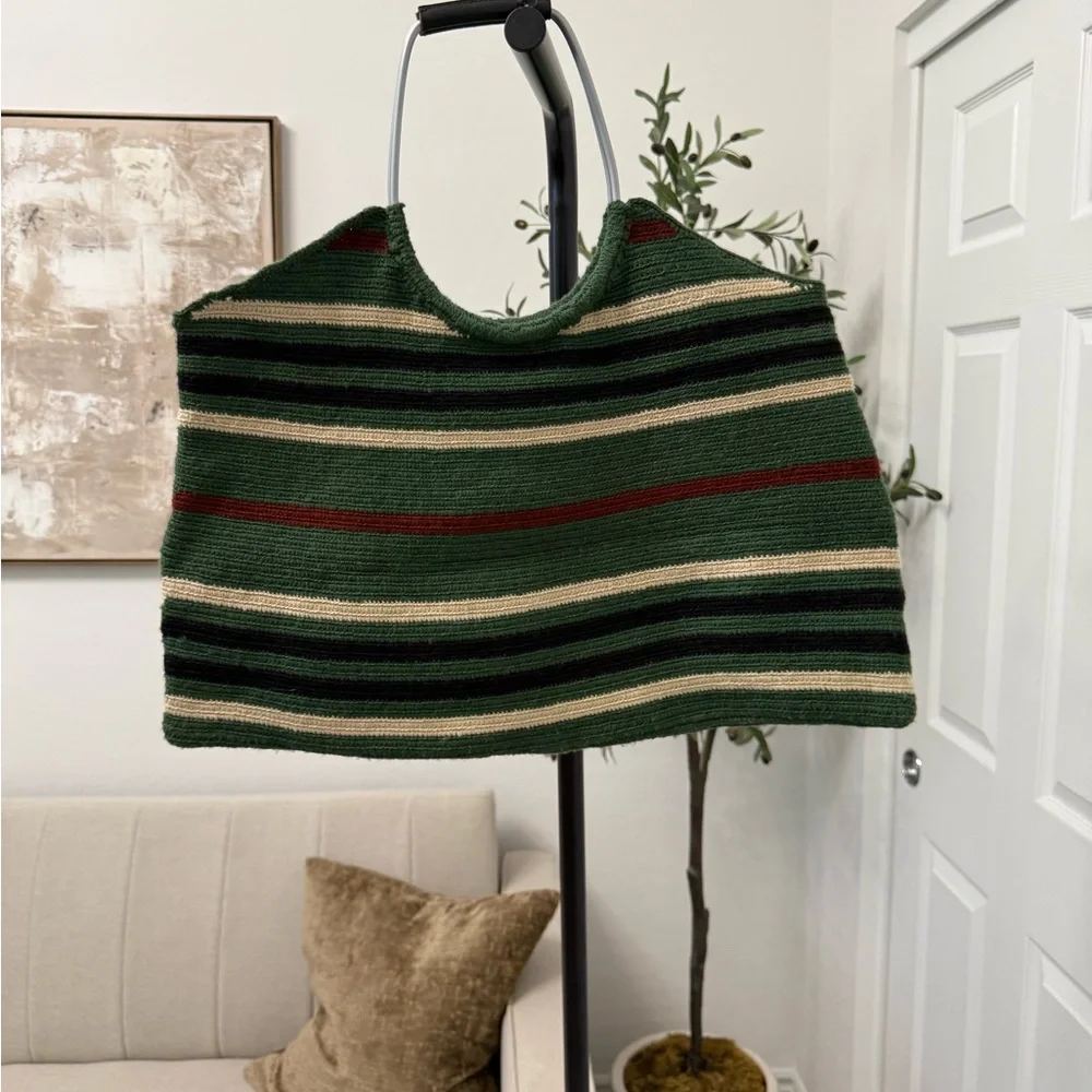 Marni Green Striped Tote Bag - Picture 2 of 3